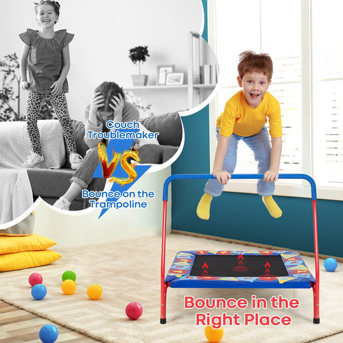 36” Square Toddler Trampoline, 150kg Load Mini Kids Trampoline, Indoor Outdoor Fitness Rebounder