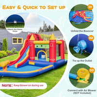 Inflatable Water Slide, Outdoor Water Park Bouncy House with Ring-tossing, Boxing