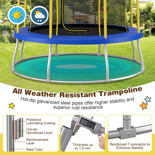 8FT/ 10FT Kids Trampoline, Galvanized Steel Frame, Indoor Outdoor Unique Flower Shape Trampoline