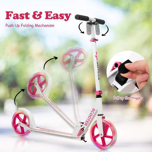 Kids Folding Kick Scooter, Scooter for Children Teens w/2 Flash Wheels