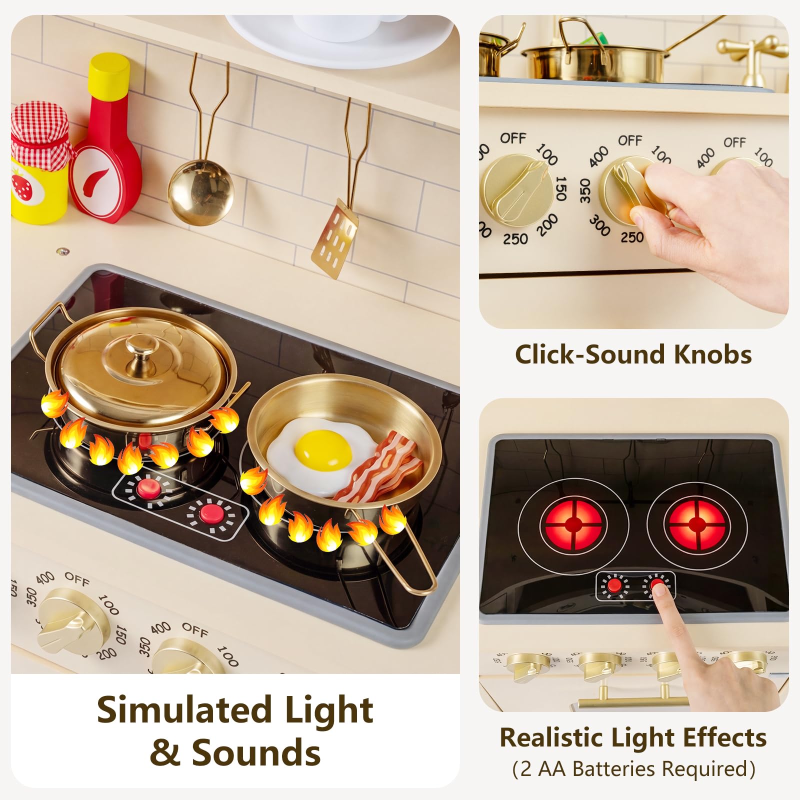 Play Kitchen for Kids with Realistic Lights and Sounds