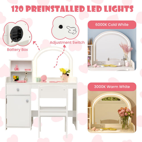 INFANS Kids Vanity Pretend Play Vanity Set for Toddler Girls