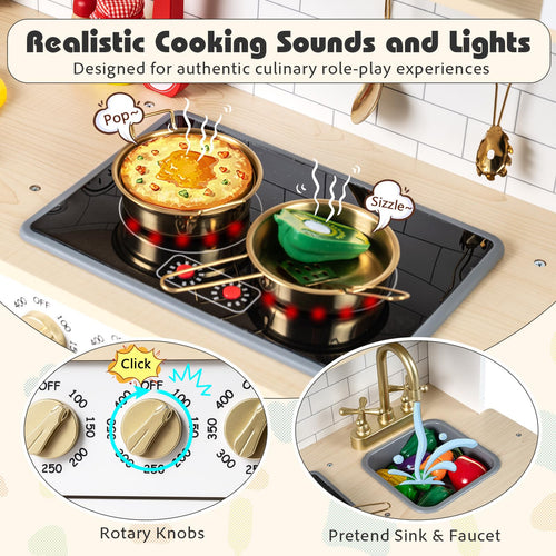 Play Kitchen for Kids with Realistic Lights and Sounds
