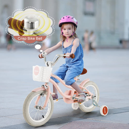 14 Inch Boys Girls Bike for 3-8 Years w/Training Wheels, Adjustable Handlebar & Seat