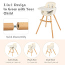 3-in-1 Wooden High Chair/Booster/Chair with Removable Tray