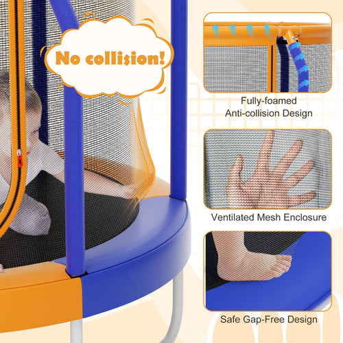 Mini Trampoline with Enclosure, 48" Recreational Trampoline with Safety No-Gap Design for 3-6 Years Old