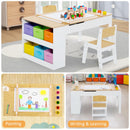 Toddler Art Craft Play Wood Activity Desk with 2 Chairs 4 Storage Canvas Bins Paper Roll for Writing Drawing