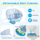 Foldable Baby Walker with 3 Adjustable Heights Comfy Padded Seat Lights and Music Tray