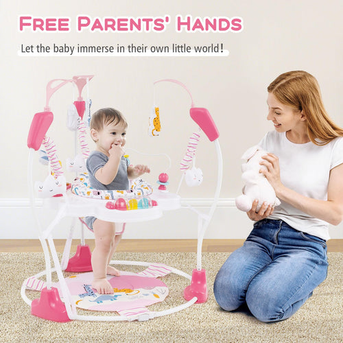 INFANS Baby Activity Center, 3 in 1 Play Center Jumpers with Music, Lights, Interactive Toys