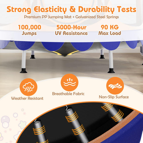 5Ft Trampoline for Kids, 60" Carousel Toddler Trampoline with Detachable Shade Cover for Boys Girls Aged 3-6 Gift