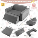 8 Pieces Kids Modular Play Sofa with Detachable Cover for Playroom