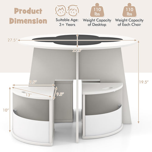 INFANS Toddler Table and Chair Set with 4 Storage Stools