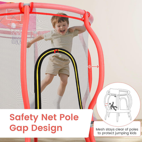 48" Trampoline for Kids, Indoor Outdoor Toddler Trampoline with Safety Enclosure Net