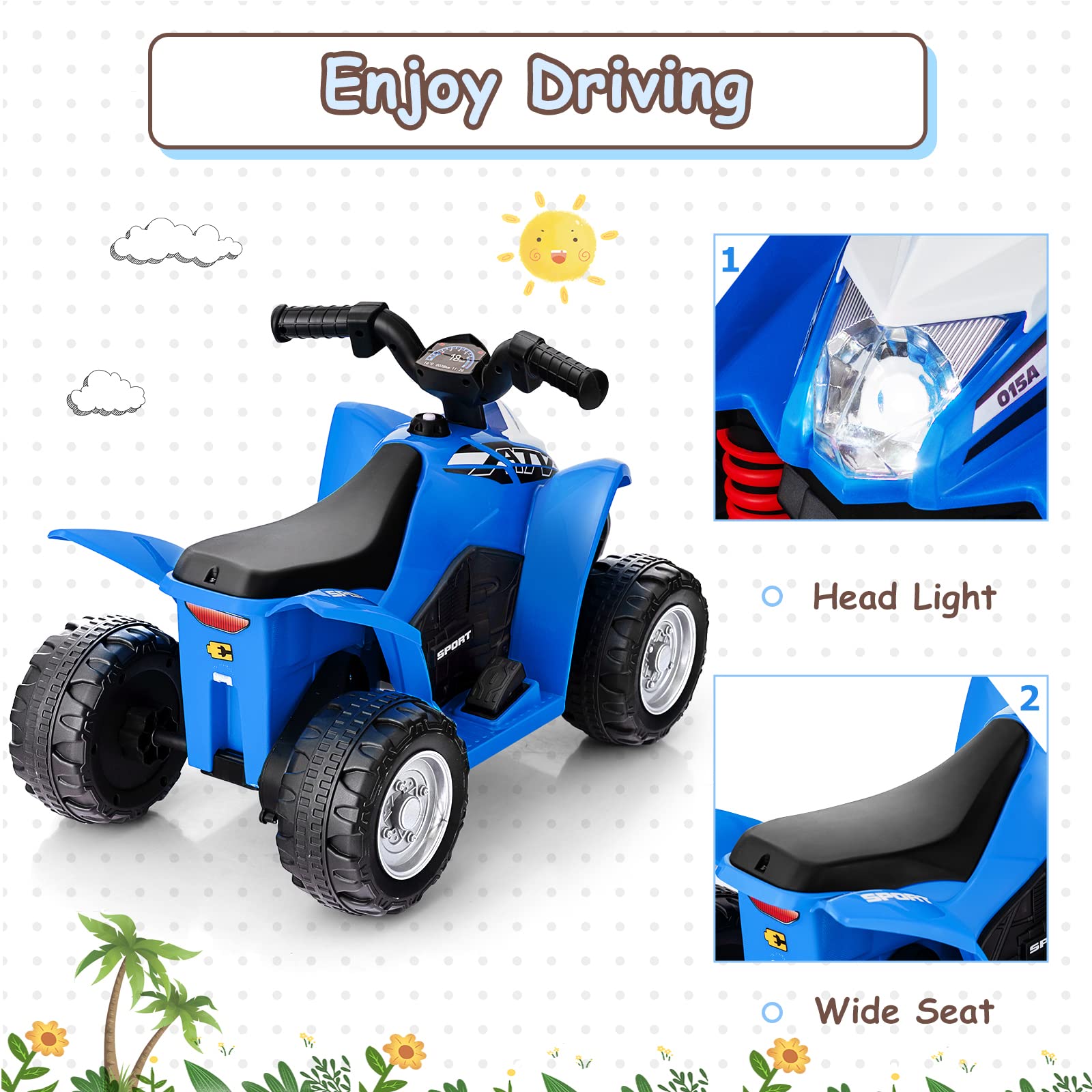 OLAKIDS Kids Ride On ATV, 6V Electric Vehicle for Toddlers