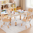Kids Table and 4 Chairs Set, Height Adjustable Children Activity Desk with Graffiti Desktop 2 Storage Boxes