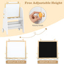 INFANS Easel for Kids with Stool, 4-in-1 Double-Sided Adjustable Magnetic Chalkboard with Paper Roll