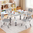 Kids Table and 4 Chairs Set, Height Adjustable Children Activity Desk with Graffiti Desktop 2 Storage Boxes