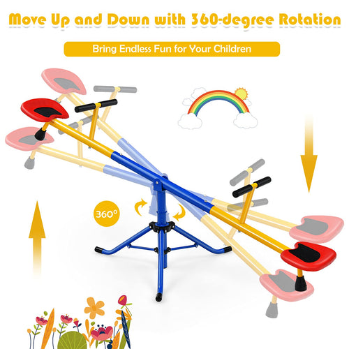 Kids Seesaw, Swivel Teeter Totter Playground Equipment for Children w/360 Degree Rotation