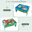 INFANS Train Table, 84 Pieces Wooden Kids Activity Toy Table Playset