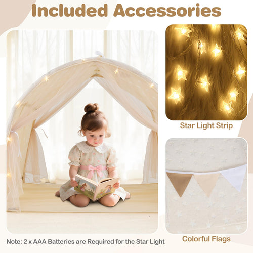 INFANS Kids Bed Tent with Glow in The Dark, Portable Children Playhouse Privacy Space Twin with Mat