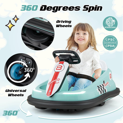 Electric Kids Ride-on Bumper Car, Ride-on Bumper w/360° Spinning,  Electric Bumping Toy with Music & LED Lights