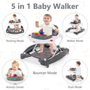 INFANS Baby Walker 5 in 1 Behind Walker Learning Seated Rocker Bouncer with Removable Music Tray