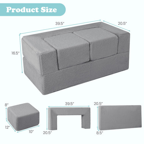 INFANS Modular Kids Play Couch Toddler Sectional Fort Building Sofa for Playroom