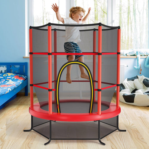 5.3FT Kids Trampoline, Toddler Trampoline w/Safe Enclosure Net, Accessories Bag, Jumping Pad