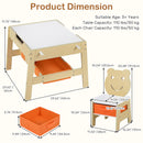 INFANS Kids Table and Chair Set, 4 in 1 Wooden Activity Desk