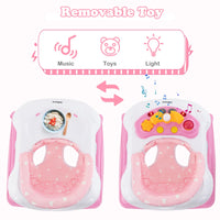 Foldable Baby Walker, 3 in 1 Toddler Walker Leaning-Seated Walk-Behind with Removable Music Tray
