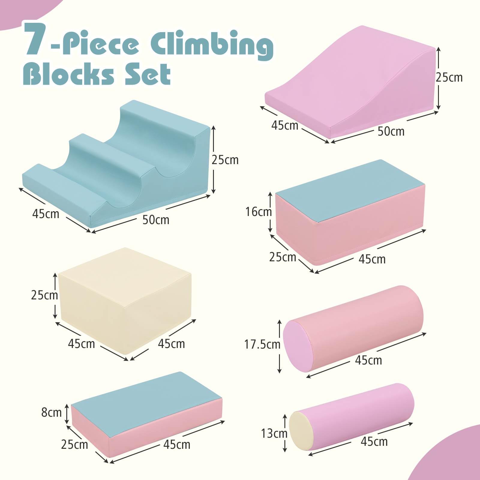 7 Pieces Foam Building Blocks Set for Kids Creative Learning Toy Set