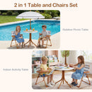 Kids Picnic Table, Outdoor Toddler Patio Furniture Set with 2 Folding Chairs Adjustable Foldable Umbrella