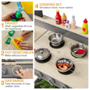 Outdoor Play Kitchen with Faucet Chalkboard Stoves Removable Sink Cooking Accessories