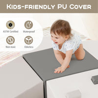 Climbing Toys for Toddlers, 6 Pieces Baby Foam Blocks Soft Play Set with PU Leather