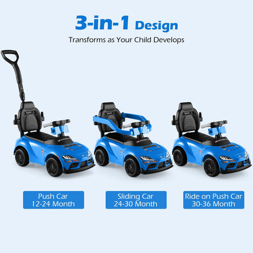 Licensed Ride on Push Car for Toddlers by INFANS, 3 in 1 Walking Sliding with Removable Guardrails and Handle