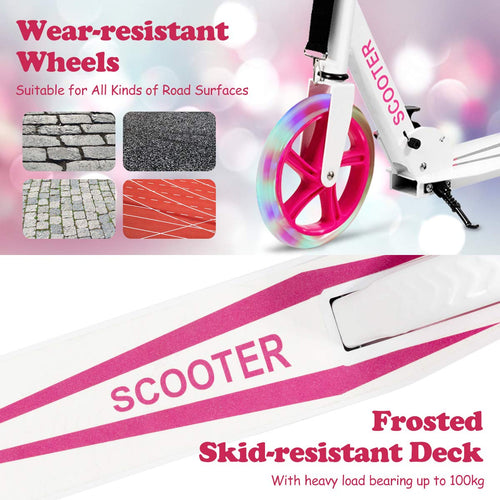 Kids Folding Kick Scooter, Scooter for Children Teens w/2 Flash Wheels