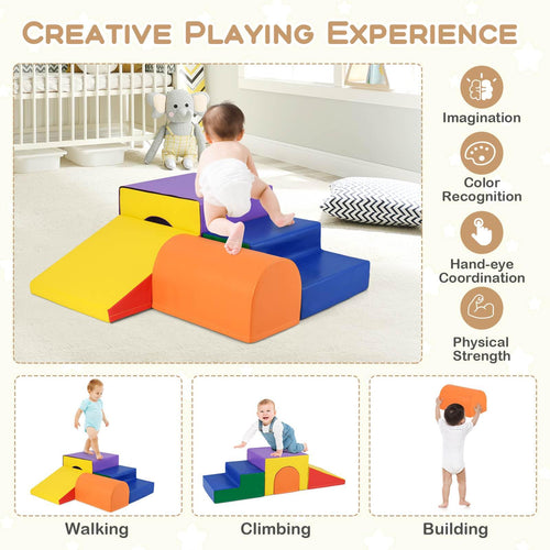 4-Piece Climb and Crawl Foam Block Play Set for Infant Baby