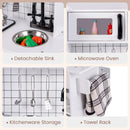 INFANS Play Kitchen for Kids, Wooden Kids Play Kitchen Playset with Realistic Light & Sounds