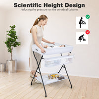 INFANS Baby Portable Changing Table Infant Diaper Station with Storage Basket & Shelf