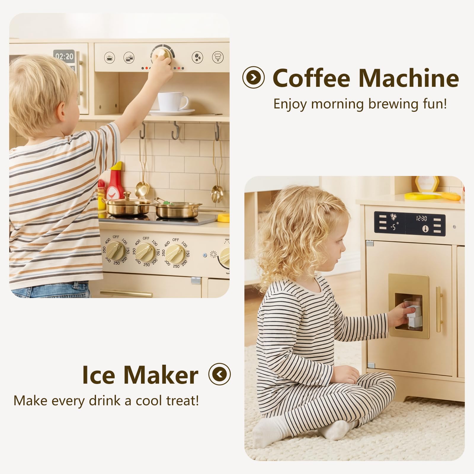 Play Kitchen for Kids with Realistic Lights and Sounds