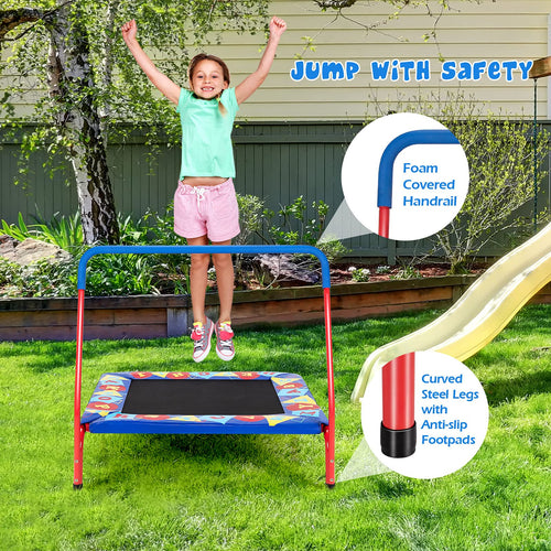 36” Square Toddler Trampoline, 150kg Load Mini Kids Trampoline, Indoor Outdoor Fitness Rebounder
