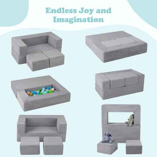 INFANS Modular Kids Play Couch Toddler Sectional Fort Building Sofa for Playroom