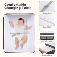 INFANS Baby Changing Table with Wheels Portable Folding Diaper Station Nursery Organizer with Storage Basket