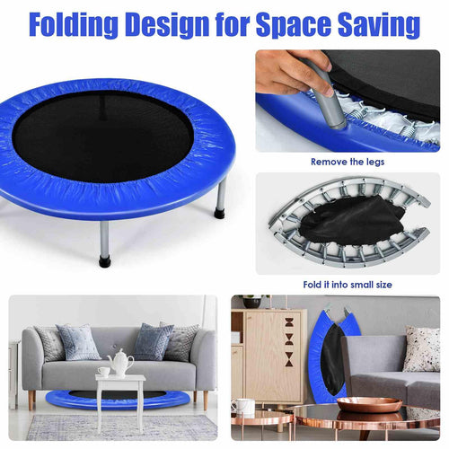 36” Mini Folding Trampoline, Portable Recreational Fitness Rebounder for Kids Adults