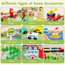 Train Table, 84 Pieces Wooden Kids Activity Toy Table Playset with Reversible Detachable Tabletop