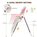 Folding Baby Highchair Eating Feeding Table Booster Seat with 6-Level Height Adjustment