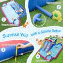 Water Slide Park, 5-in-1 Inflatable Jumping House w/Dual Slides, Climbing Wall, Splash Pool