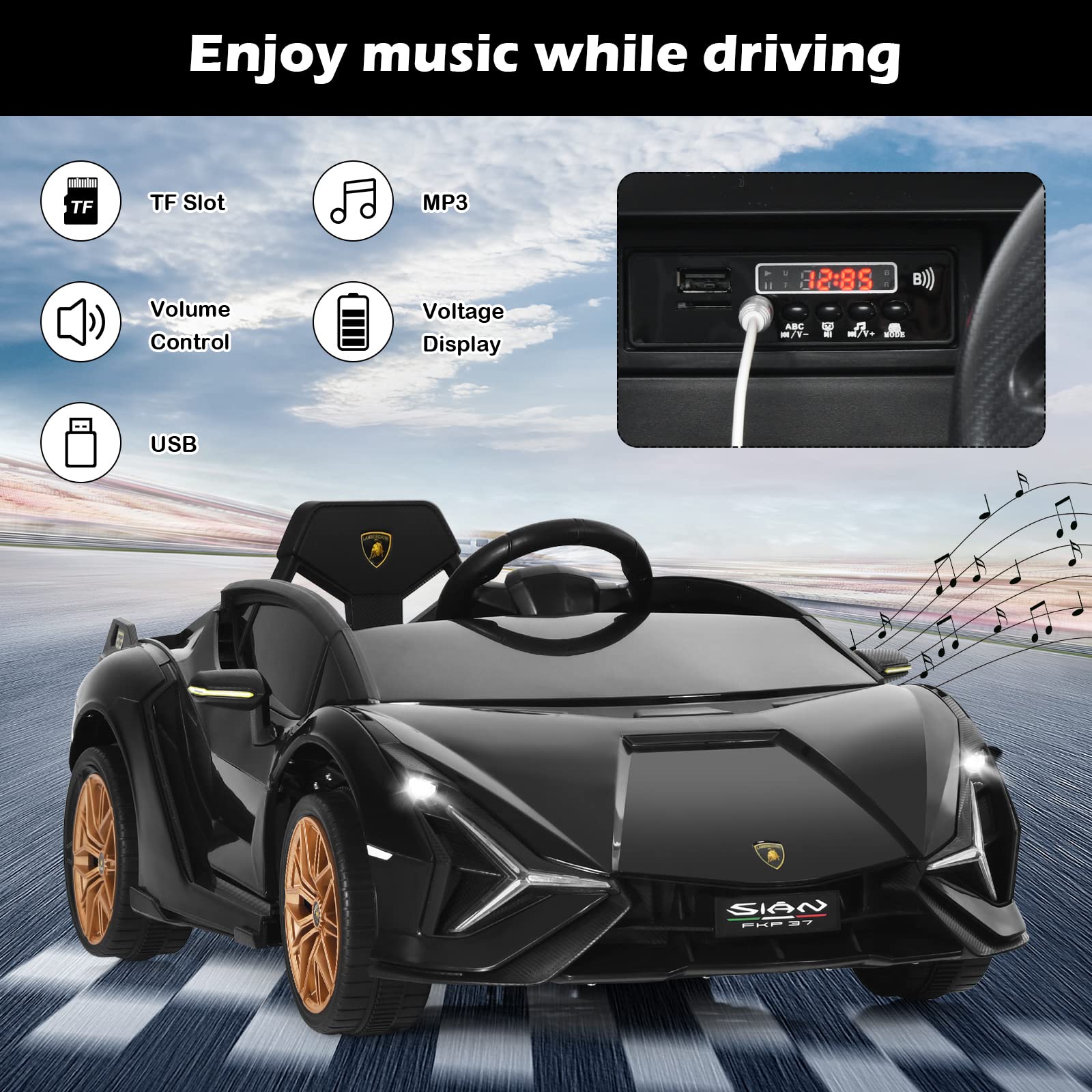 Electric Toy Car with Remote Control & LED Lights for Kids