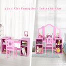 2-in-1 Kids Vanity Table and Chair Set with Removable Mirror