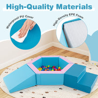 3-Piece Baby Foam Climbing Blocks with Ball Pit and 100 Colorful Ocean Balls